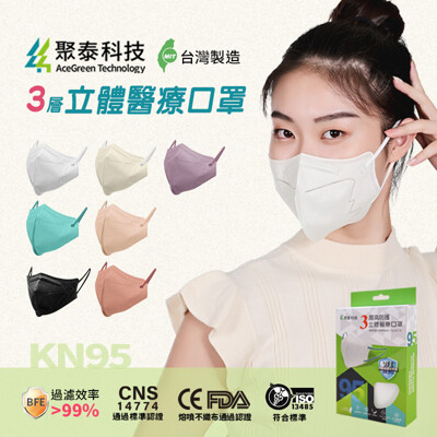 聚泰科技 KN95立體醫療口罩(3層高防護)10入/盒 (4.3折)