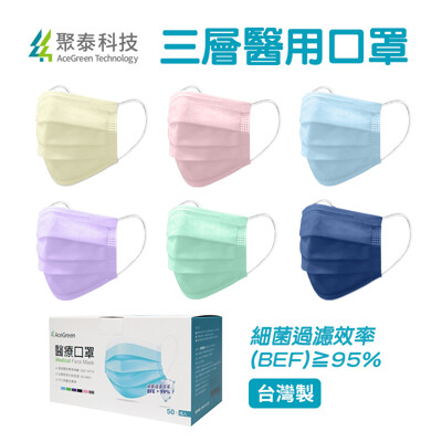 聚泰科技 三層醫用口罩(50入) 多色可選 醫療口罩 *升級滿版 (2.3折)