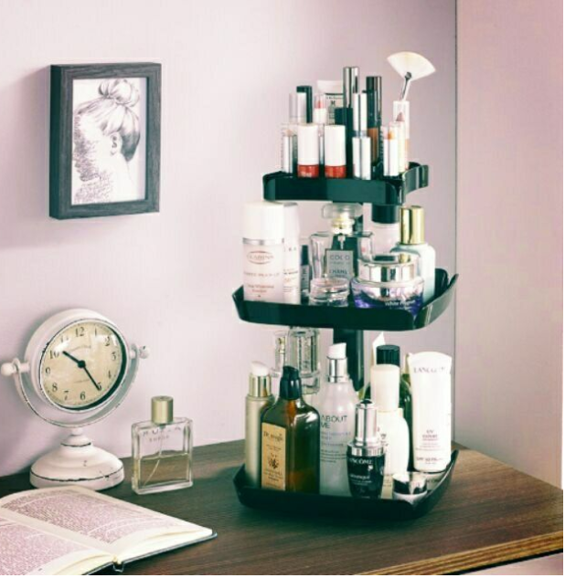 旋轉收納架化妝品收納盒保養品收納盒口紅收納盒彩妝收納盒旋轉收納架粉餅收納口紅架360 生活市集