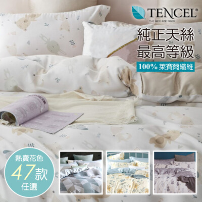 天絲床包 100%頂級天絲 萊賽爾特大6x7尺 兩用被床包四件組0430
