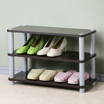 yostyle 简约三层开放式鞋架(胡桃色) (5折)