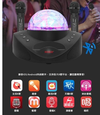 SD308第2代雙人伴唱無線麥克風 全民k歌/歡唱/天籟k歌 家庭KTV附二支麥克風藍牙音箱 (8.3折)