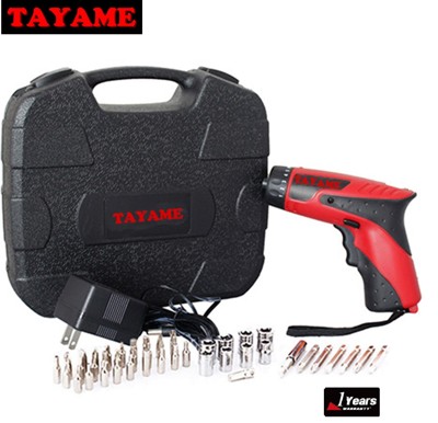 TAYAME 4.8V 充電式 電鑽 起子機【附有三顆LED燈‧加贈45PCS組套工具箱】 (5.4折)