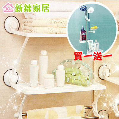 【新錸家居】買一送一~吸盤式浴室收納架/毛巾置物架(1蓮蓬頭架+1毛巾收納架) (5折)