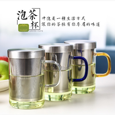 不鏽鋼濾網耐熱玻璃茶杯 (2.6折)