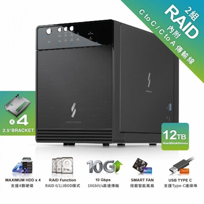 Probox USB 3.1 Gen-II 3.5/2.5吋 四層 磁碟陣列+HUB 雙介面硬碟外接 (8.1折)