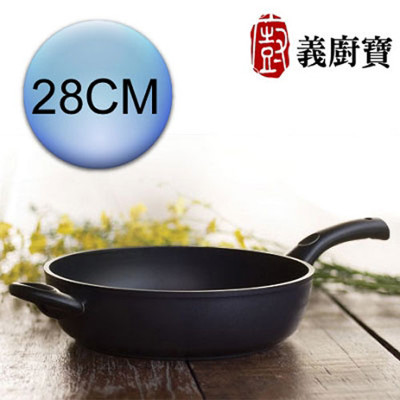 《義廚寶》霧面陶瓷鈦合金系列 單耳深平底鍋 28CM(3E32028) (8.4折)