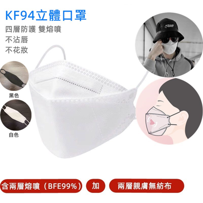 韓國熱銷KF94四層高防護立體口罩10片/入 (5.2折)