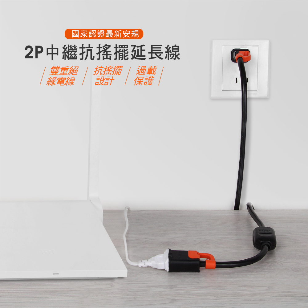 群加 2P 一對一中繼抗搖擺延長線-TS1VC030 3米 全新安規 過載自動斷電