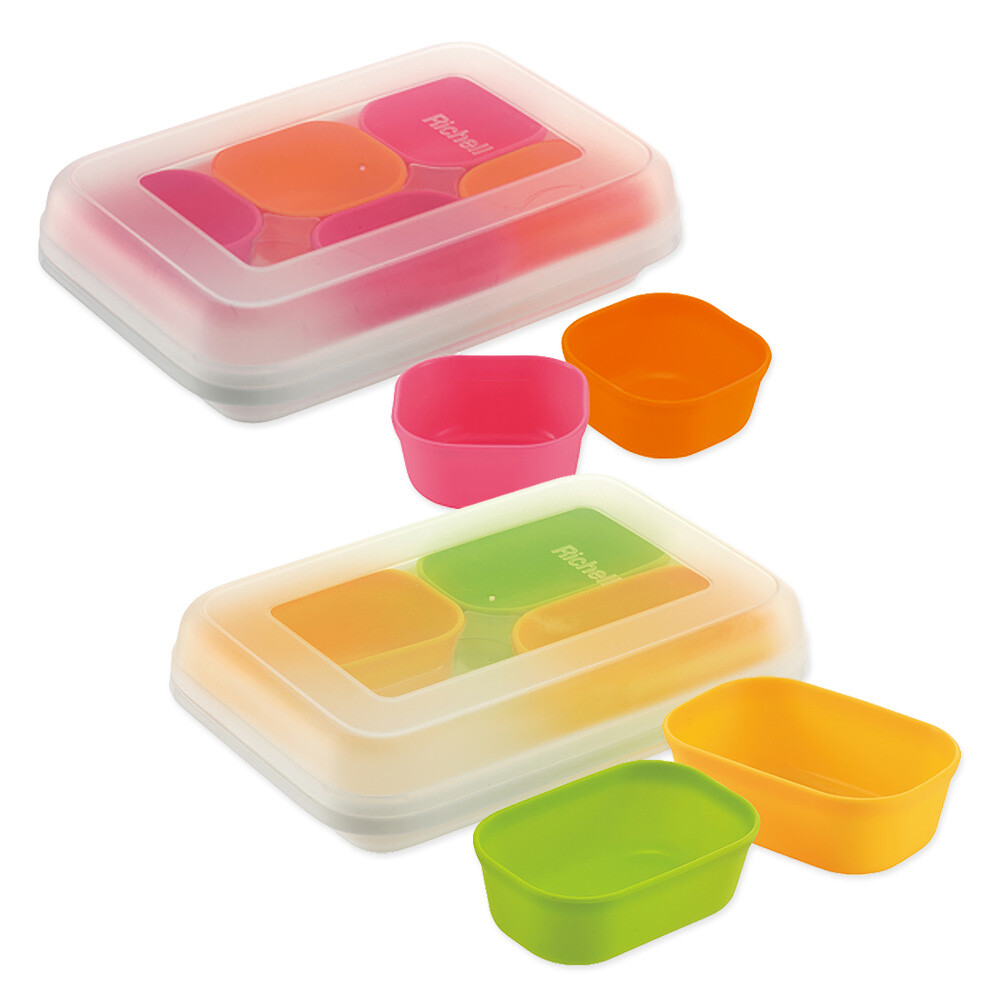 Richell利其爾 矽膠離乳食分裝盒 含上下蓋 松果購物