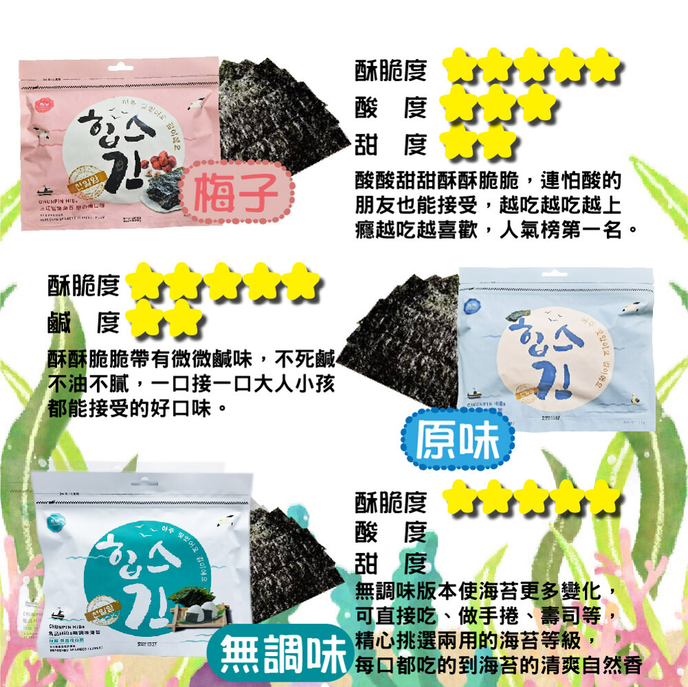 添棠小舖 韓國三切岩燒海苔零食伴手禮每包36g 原味 梅子 胡椒 鹹蛋黃 無調味 生活市集 添棠小舖 韓國三切岩燒海苔零食伴手禮每包36g 原味 梅子 胡椒 鹹蛋黃 無調味 生活市集