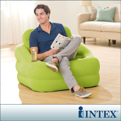 【INTEX】歐式充氣沙發-蘋果綠(68586)+LIFECODE 110V家用幫浦 (7.4折)