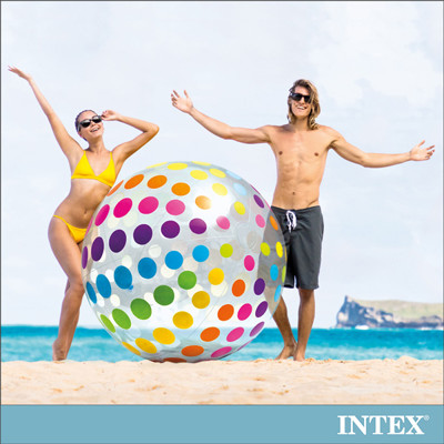 INTEX 普普風超巨大充氣沙灘球-直徑130cm(58097)+LIFECODE 110V家用幫浦 (7.2折)