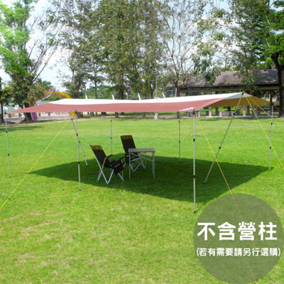 【LIFECODE】600x440cm兩用塗銀布 抗UV天幕帳 地席布(咖啡色)