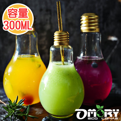 【OMORY】創意燈泡造型玻璃水杯-300ml (2.5折)