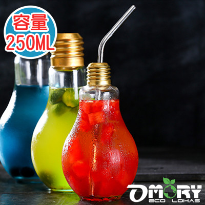 【OMORY】創意燈泡造型玻璃水杯-250ml (1.6折)