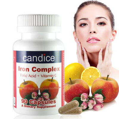 【Candice】康迪斯複方樂補鐵膠囊(90顆/瓶)添加葉酸、維生素C、維生素B12 (7.4折)