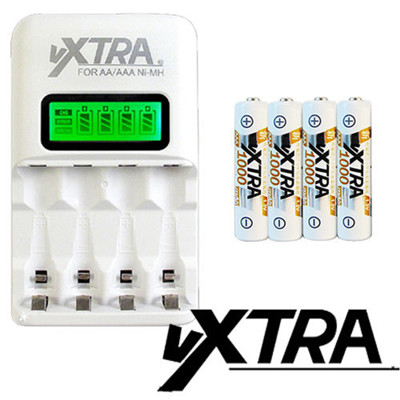 VXTRA LCD急速充電組(LCD充電器+4號AAA 1000mAh電池4入) (8.3折)