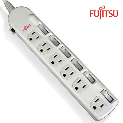 FUJITSU富士通 3孔六座六切 電源延長轉接線 PE6T220-A (7.7折)