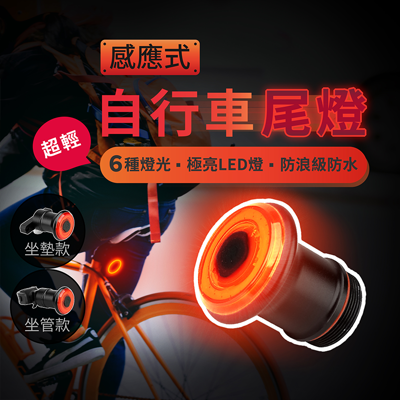 【現貨!感應式自行車尾燈】智能煞車燈 單車尾燈 自行車燈 騎行燈 警示尾燈 腳踏車燈 自行車 (5.4折)