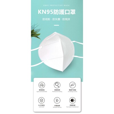 【現貨秒發】 KN95口罩 1包10入 四層保護防塵 防霧霾 防飛沫 防花粉高效過濾口罩 (3.4折)