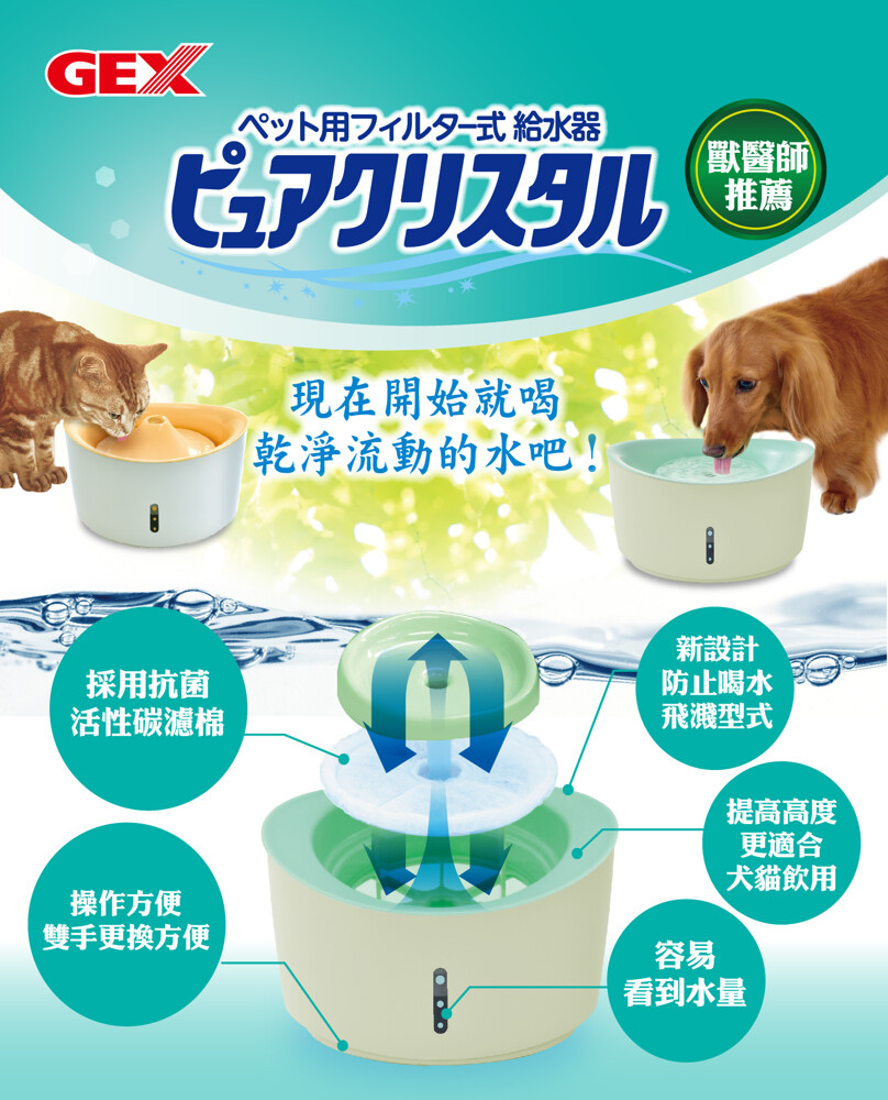 日本gex 新款狗狗專用視窗型犬用循環式淨水器自動飲水器e616 2 5l 2 5公升 松果購物