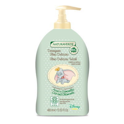 下單送口罩【義大利 DisneyDumbo】有機嬰幼兒洗髮沐浴乳-400ml (5折)