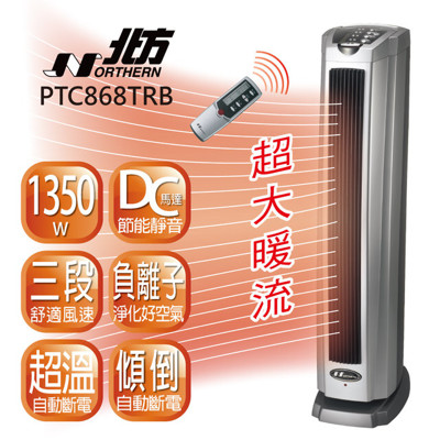 【德國北方】 智慧型負離子直立式陶瓷遙控電暖器(PTC-868TRB/PTC-868TRD) (6.2折)