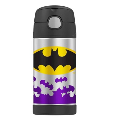 美國 THERMOS 膳魔師 不銹鋼保溫瓶 吸管水壺 兒童水杯 新款提把-蝙蝠俠 (7.5折)