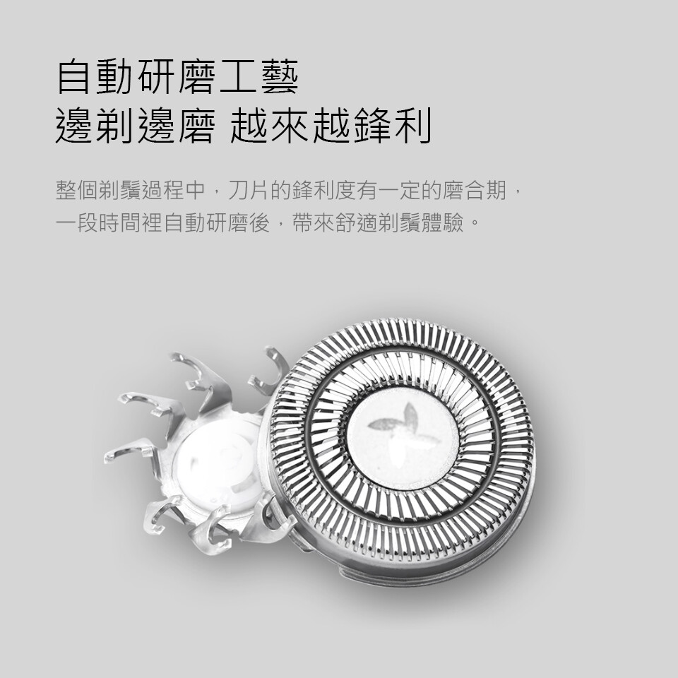 自動研磨工藝，邊剃邊磨越來越鋒利，整個剃鬚過程中,刀片的鋒利度有一定的磨合期,一段時間裡自動研磨後,帶來舒適剃鬚體驗。
