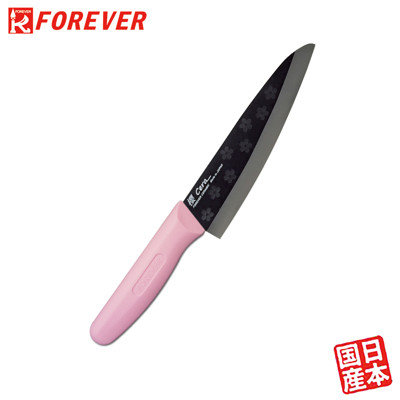 【FOREVER】日本製造鋒愛華2018櫻花限定款陶瓷刀16CM(黑刃粉柄) (7.4折)