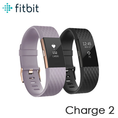 Fitbit Charge 2 特別版 消光黑/淺紫玫瑰金 智能樂活 可換錶帶 台灣群光公司貨 (7.4折)