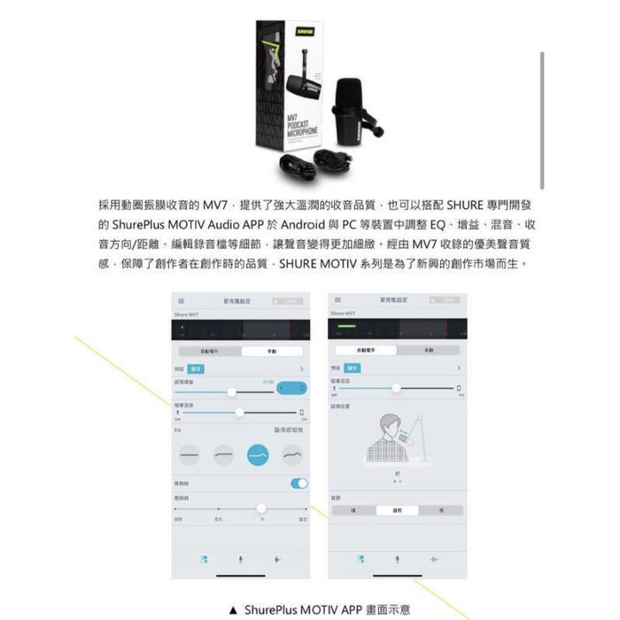 免運公司貨 美國 SHURE MV7 XLR/USB 人聲專用 動圈式 麥克風 遊戲 直[唐尼樂器]
