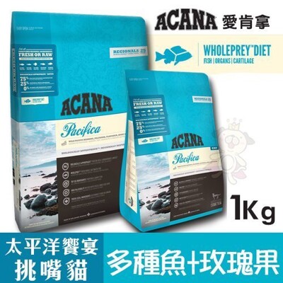ACANA愛肯拿 太平洋饗宴 挑嘴貓無穀配方(多種魚+玫瑰果)1Kg.獨一無二的魚肉含量.貓糧 (8.7折)