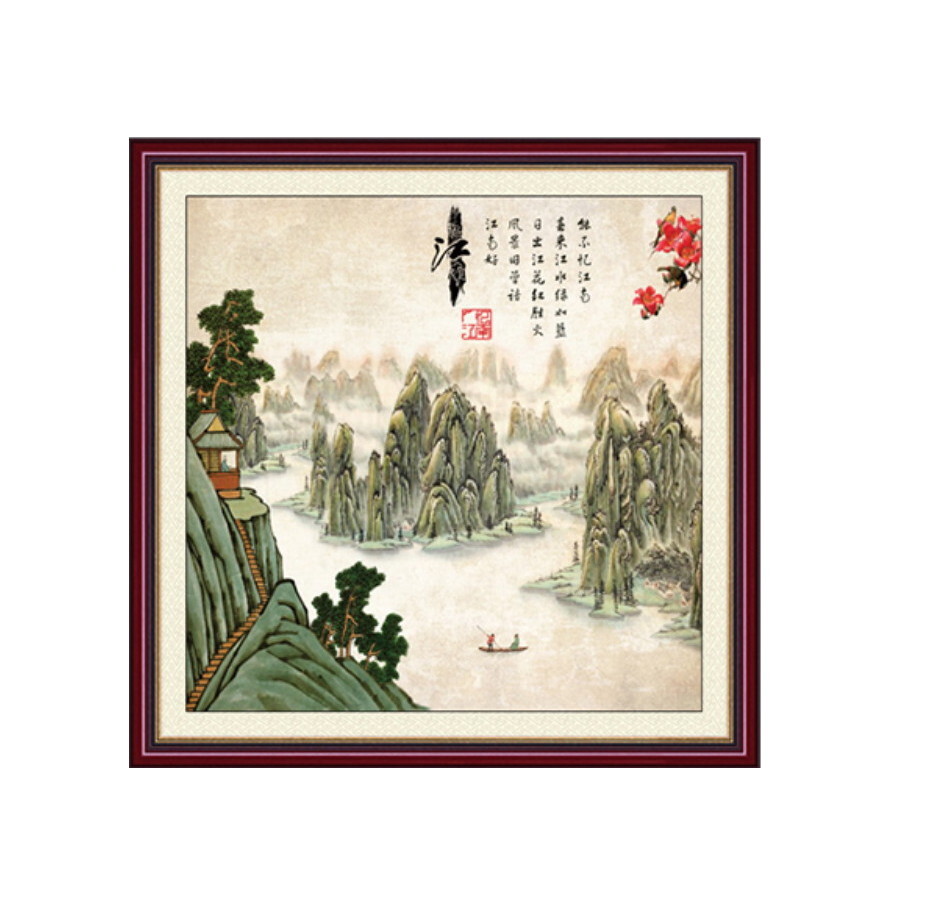 風水山水畫 憶江南 自黏無痕不傷牆壁畫 F4 08 壁貼之王 松果購物