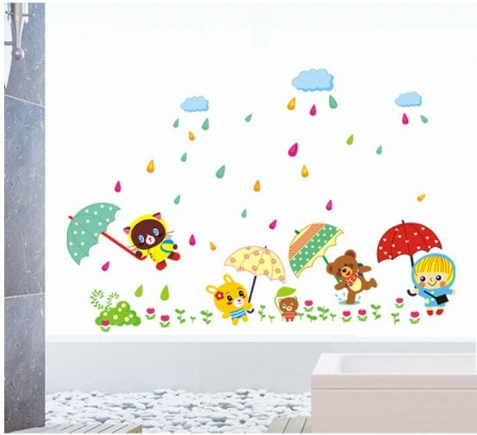 動物撐傘aa 649 無痕防水不傷牆110 高75cm Gg1 壁貼之王 松果購物