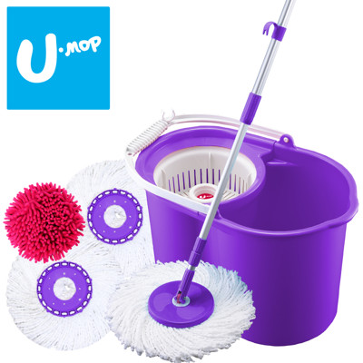 1桿1桶3布1葵【U-mop手壓式旋轉拖把】好神拖通用布盤 懶人拖把架 免手洗拖把 平板拖把