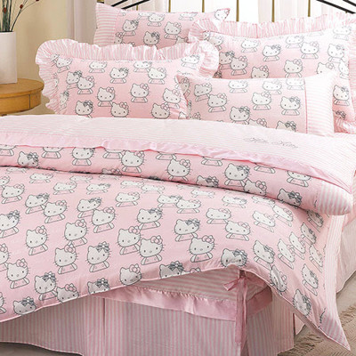 HELLO KITTY 貴族學園系列-精梳棉雙人床包兩用被組 (5.7折)