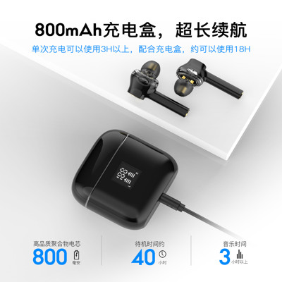 (免運)降噪TWS入耳式無線藍芽耳機5.0石墨烯雙動圈私模耳機T07洛達1536U (5折)