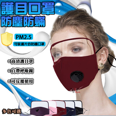 一體式護目防塵口罩 防塵 防飛沫 高透防護擋片 可水洗防PM2.5 防雾霾 騎車面罩 (1.1折)