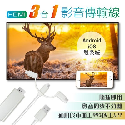 雙系統HDMI 1.8米三合一 影音傳輸線 (3.4折)