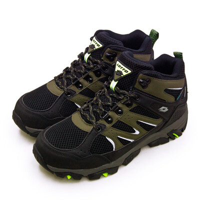 lotto專業多功能防水郊山戶外健行登山鞋 sabre mid 3系列 黑軍綠 1255 男 (7.8折)