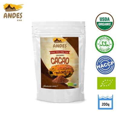 【Andes安地斯】100%天然有機無糖可可粉(無鹼化) (200g X 1包) (10折)