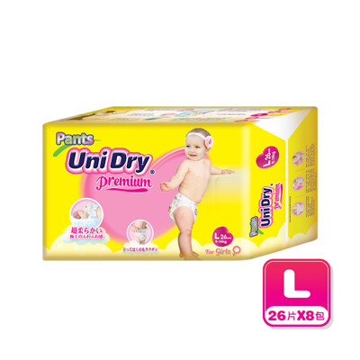 Unidry優力褲 嬰兒褲型紙尿褲(女孩)-L208片(26片x8包)/箱購