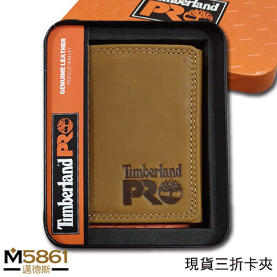 【Timberland】男皮夾 短夾 三折 PRO款 麂皮 牛皮夾 品牌盒裝/駝色 (6.3折)