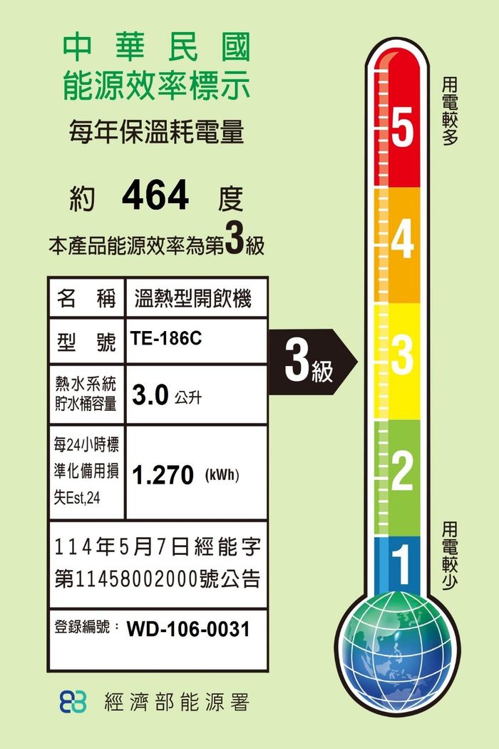 東龍【TE-186C】開飲機8.7公升