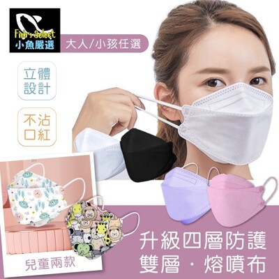 小魚嚴選 韓國KF94雙層融噴布四層防護口罩10入/包 (2.3折)