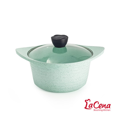 【韓國LaCena】翡翠陶瓷不沾湯鍋22cm(附蓋) (9.4折)