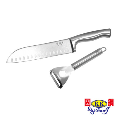 【固鋼】不鏽鋼料理刀具2件組-料理刀+削皮刀 (3折)