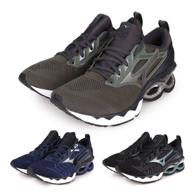 MIZUNO WAVE CREATION WAVEKNIT 男慢跑鞋-美津濃 軍綠鐵灰 (8.4折)